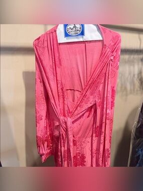 Zara Bright Pink Floral Wrap Robe